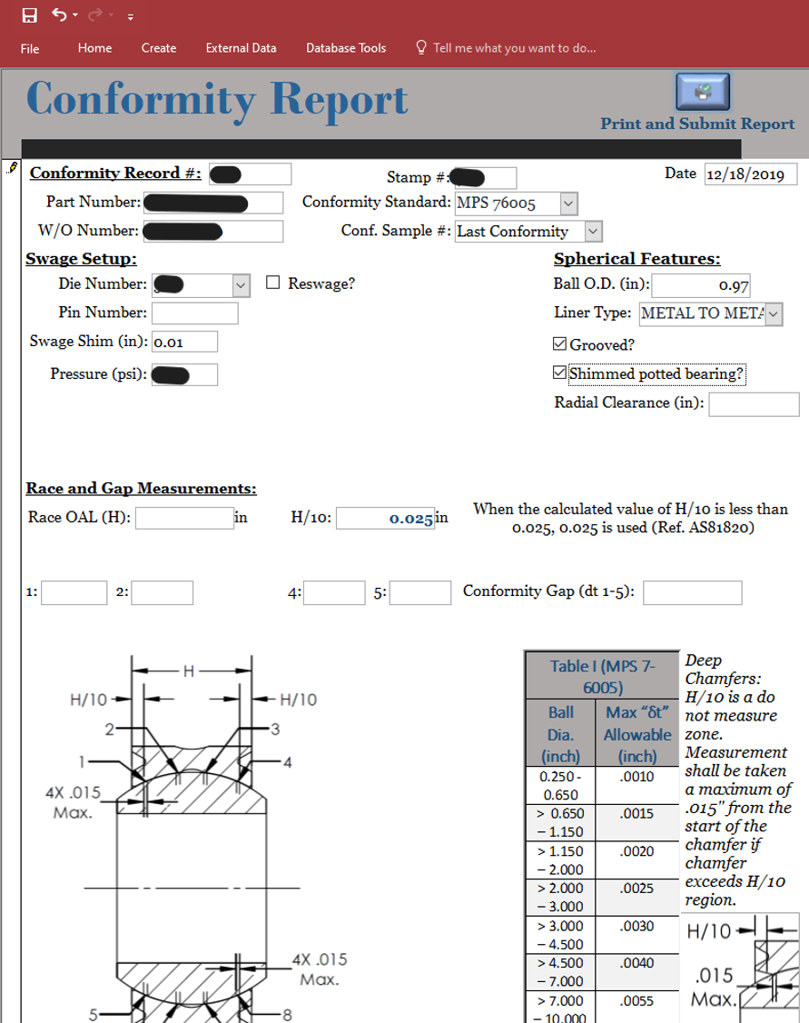New Bearing Conformance Form